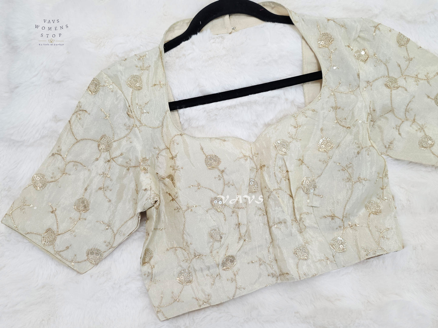 Moonlit Ivory Tissue Floral Sequin Blouse | Size 36–42