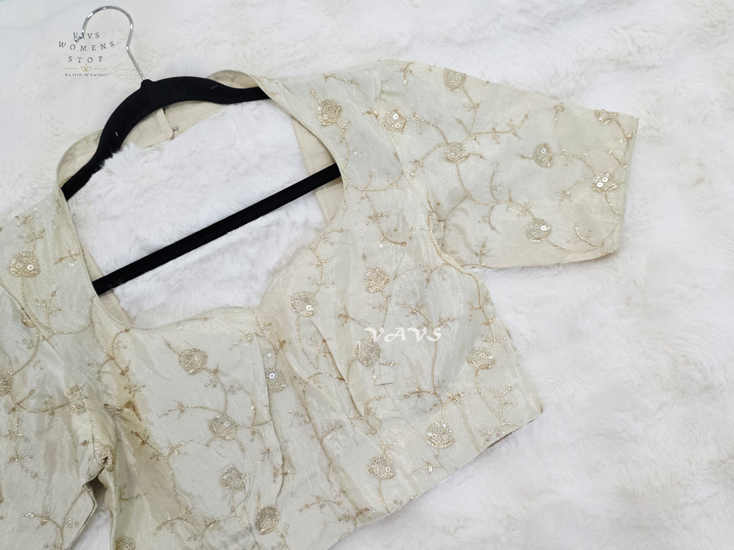Moonlit Ivory Tissue Floral Sequin Blouse | Size 36–42