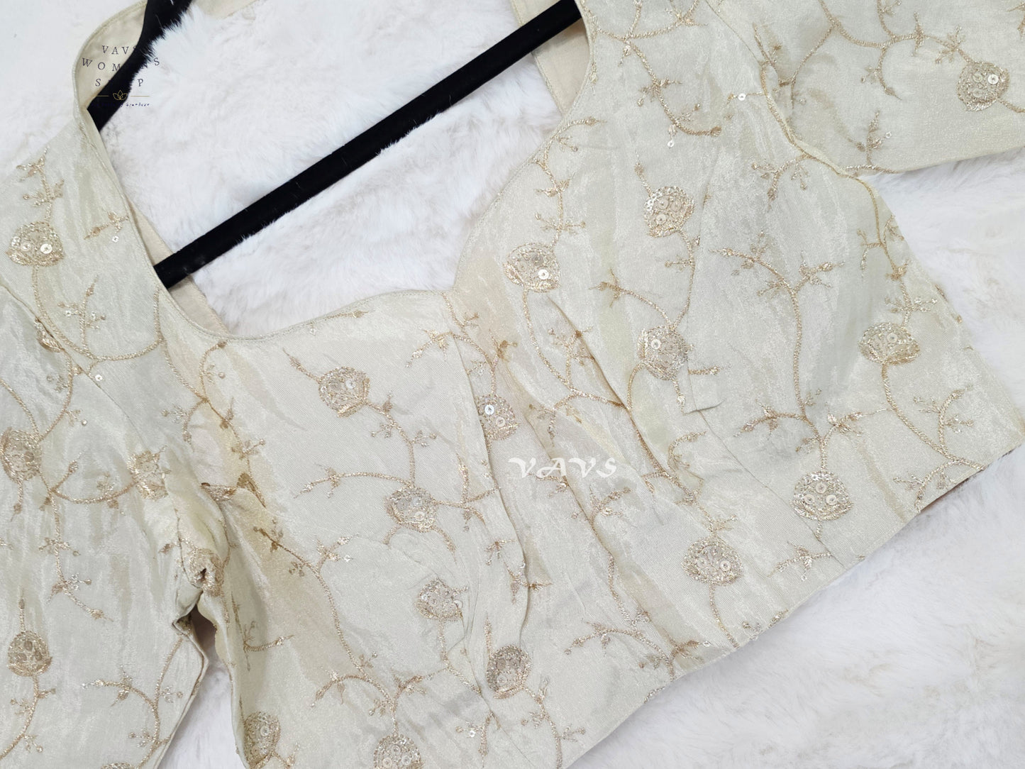 Moonlit Ivory Tissue Floral Sequin Blouse | Size 36–42