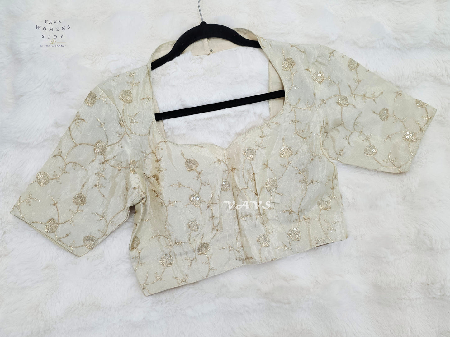 Moonlit Ivory Tissue Floral Sequin Blouse | Size 36–42
