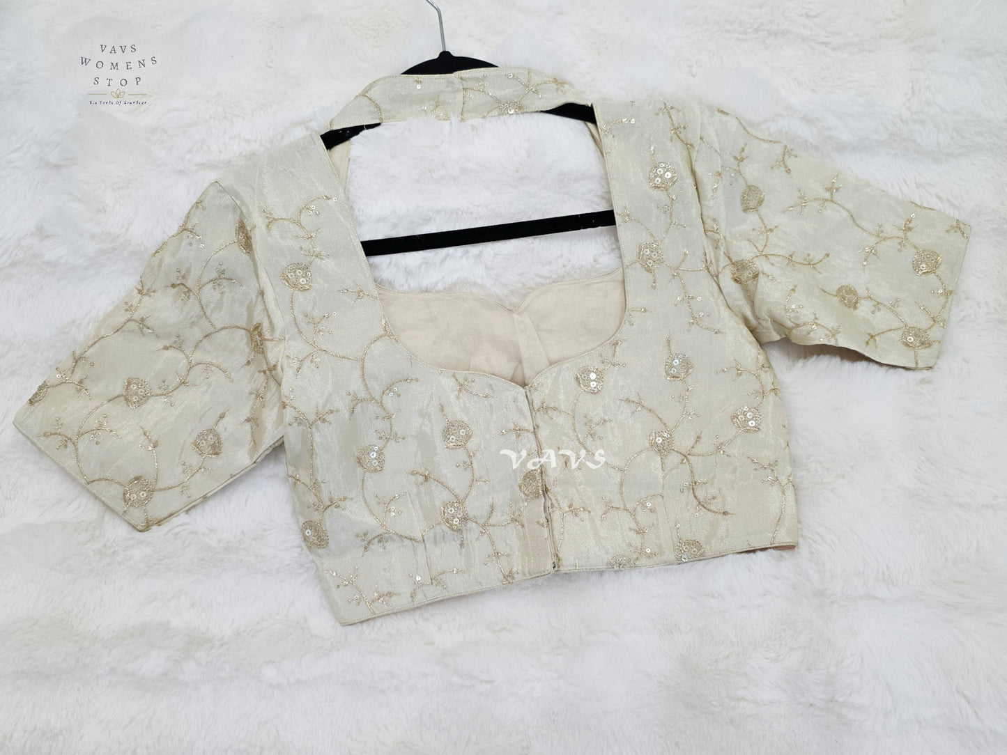 Moonlit Ivory Tissue Floral Sequin Blouse | Size 36–42