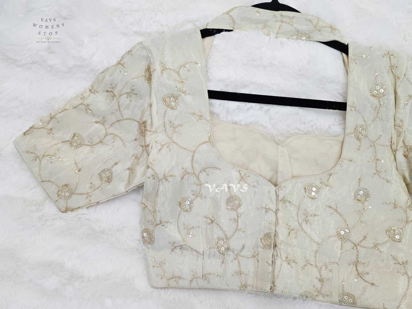 Moonlit Ivory Tissue Floral Sequin Blouse | Size 36–42