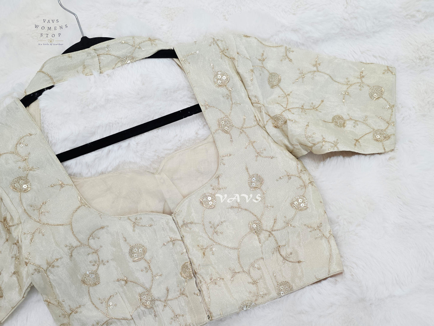 Moonlit Ivory Tissue Floral Sequin Blouse | Size 36–42
