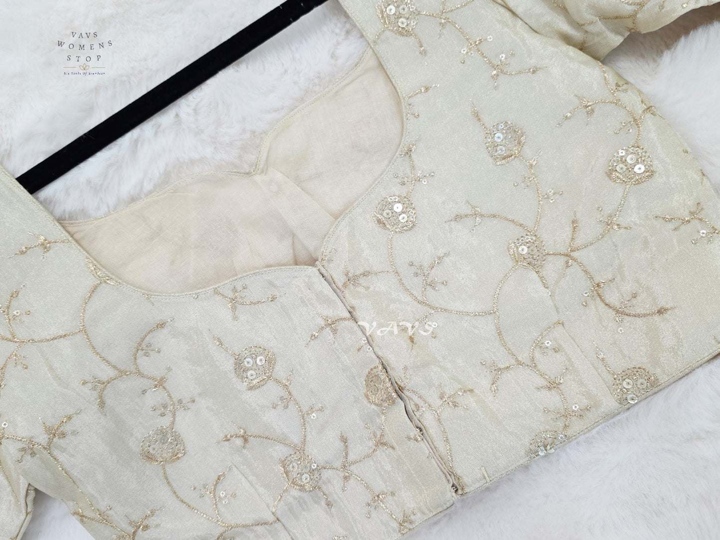 Moonlit Ivory Tissue Floral Sequin Blouse | Size 36–42