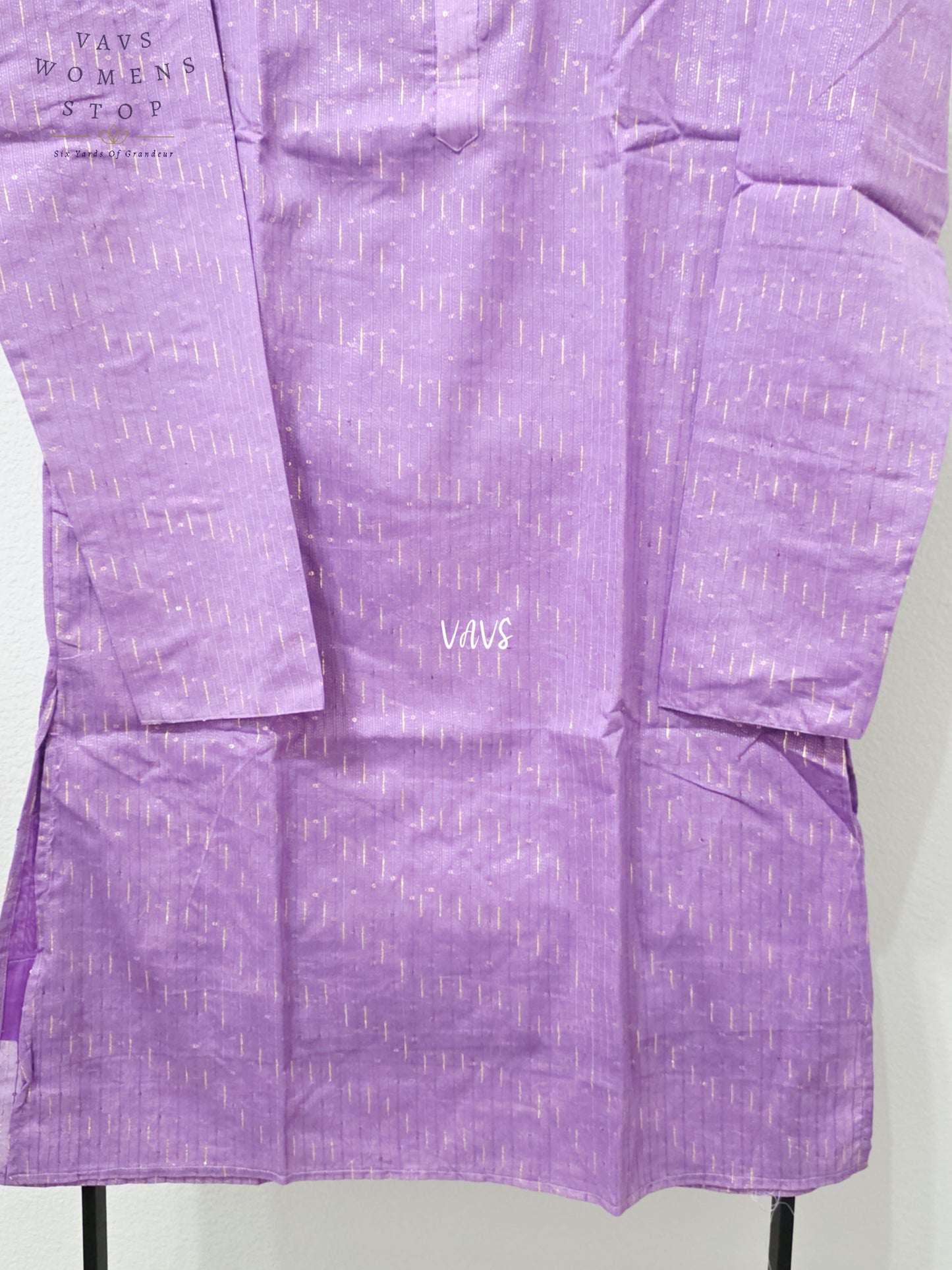 Lilac Purple Soft Benarasi Silk Thin Zari Stripe Men’s Kurta – Size XL