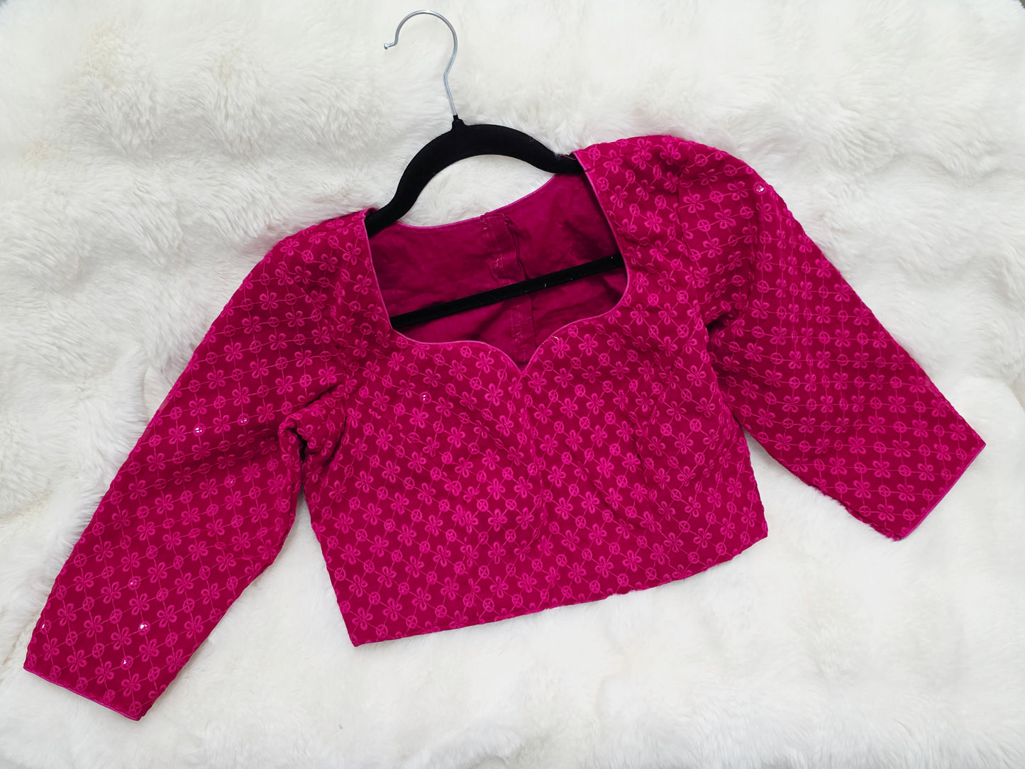 Royal Rani Pink Georgette Floral Embroidered Blouse | Size 36–42