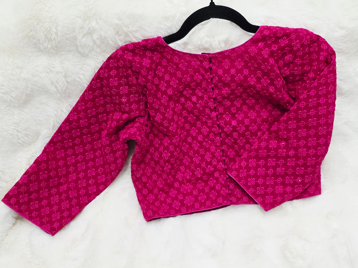 Royal Rani Pink Georgette Floral Embroidered Blouse | Size 36–42