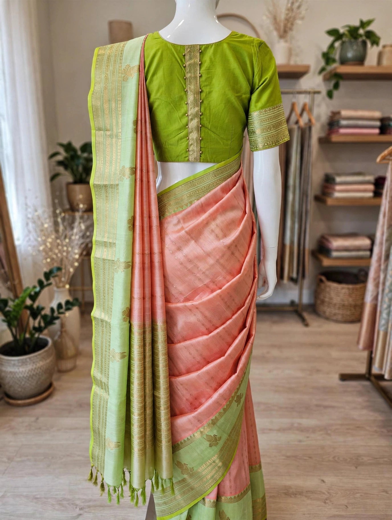 Pure Gadwal Silk Cotton Handloom Traditional Lines Border Pattern Saree - Blouse – Traditional Wedding & Festive Wear