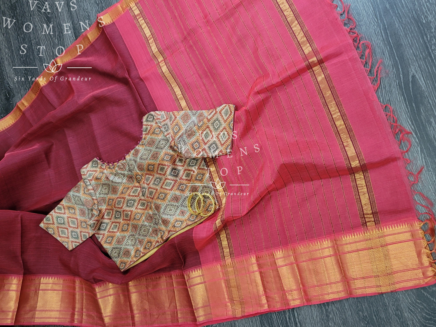 Beautiful Mangalagiri Pattu Silk Cotton Saree Paired With Designer Benarasi  Blouse Size 38 Extends to 44 Ships From Texas , USA - Etsy