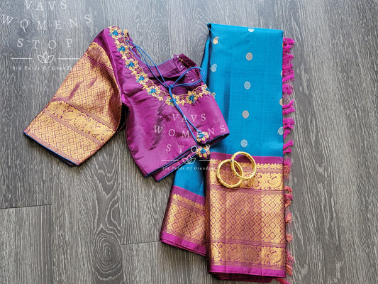 Pure Gadwal Silk Saree with Maggam Blouse