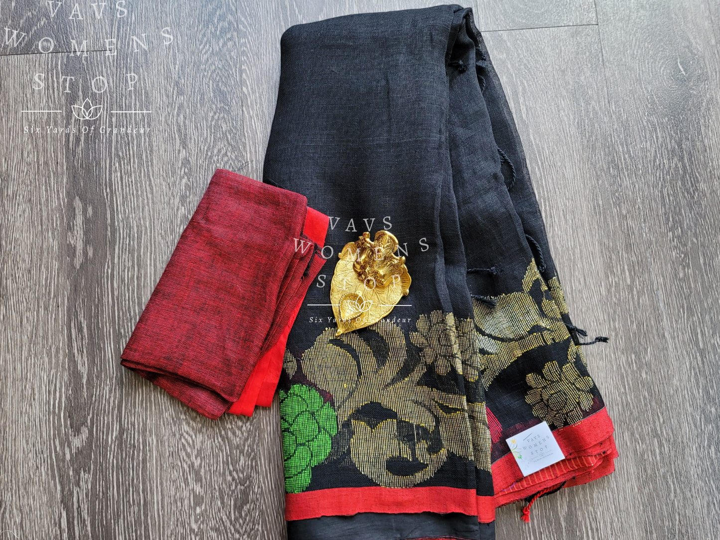 Linen by linen jamdani border saree - sequins blouse
