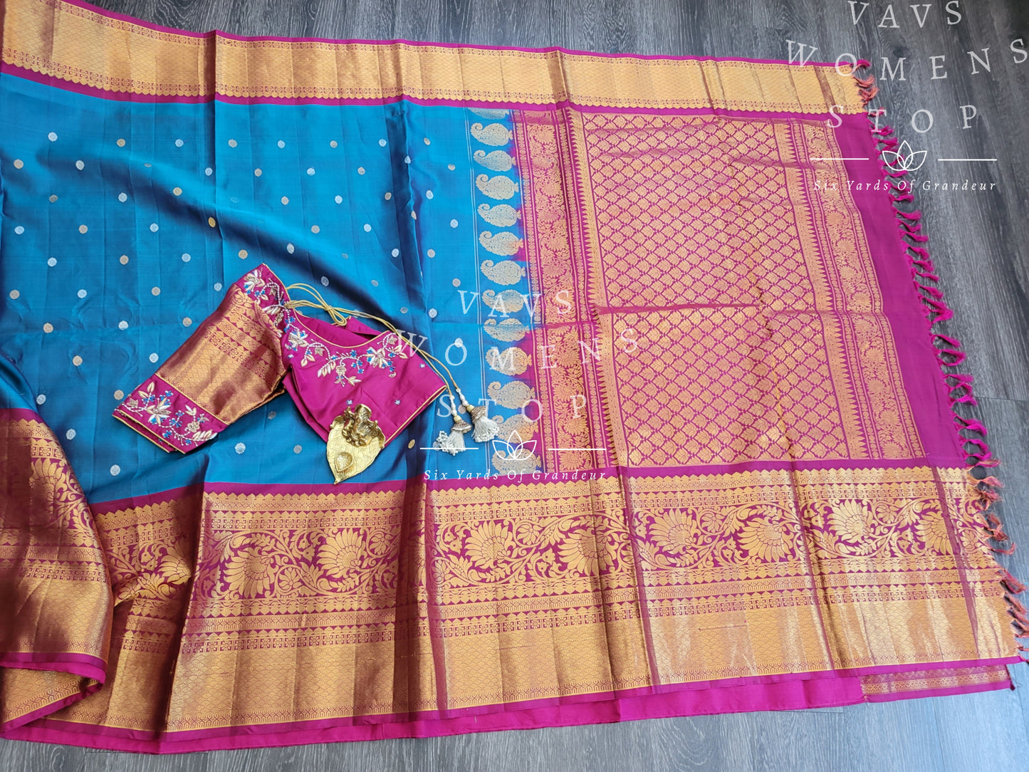 Pure Gadwal Silk Saree with Maggam Blouse