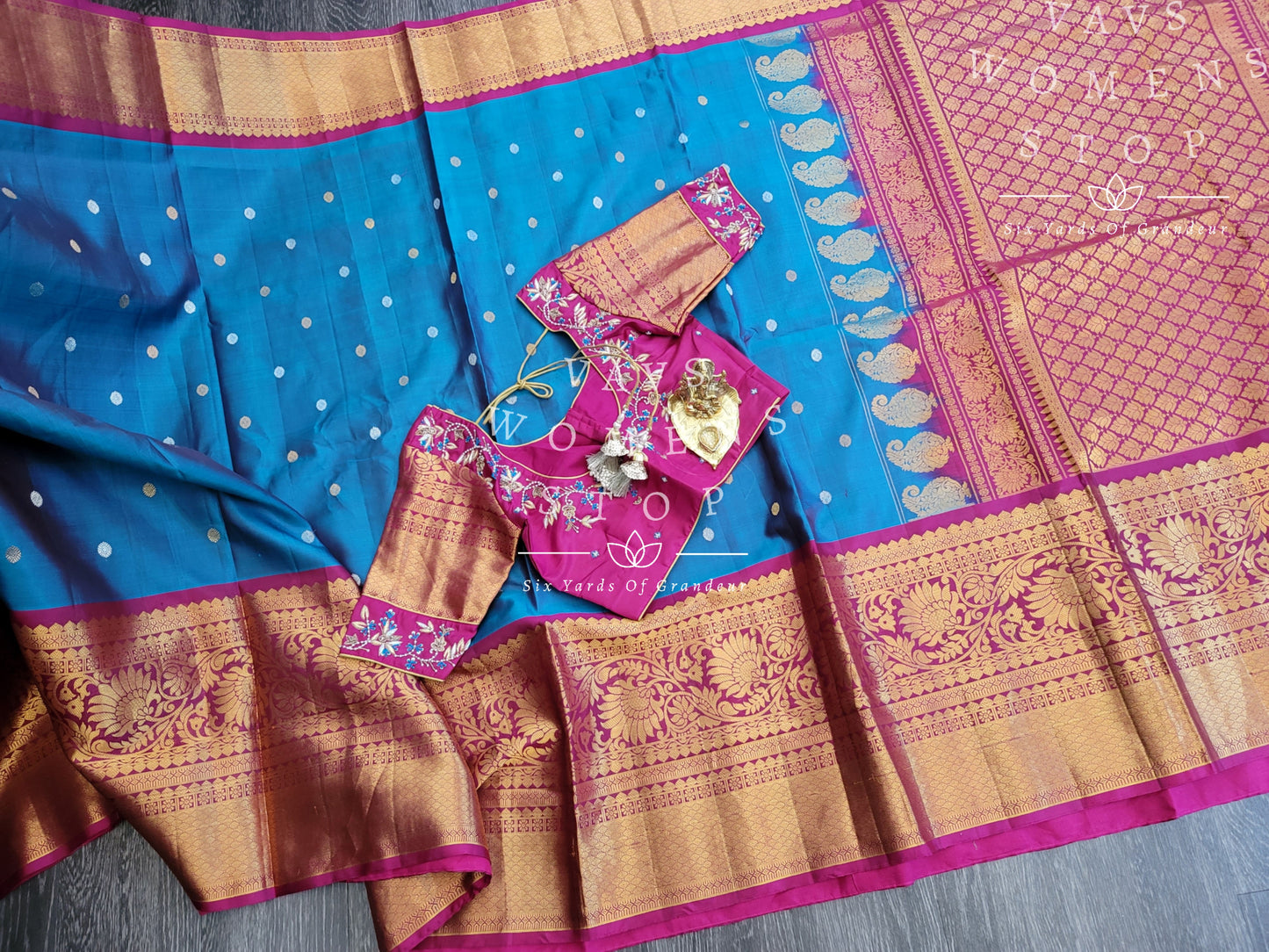 Pure Gadwal Silk Saree with Maggam Blouse