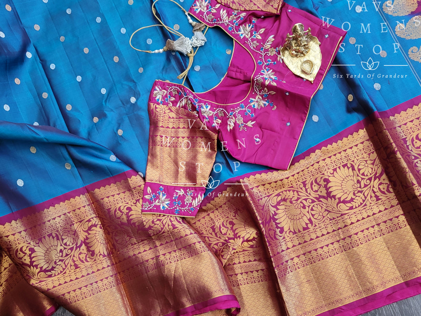 Pure Gadwal Silk Saree with Maggam Blouse