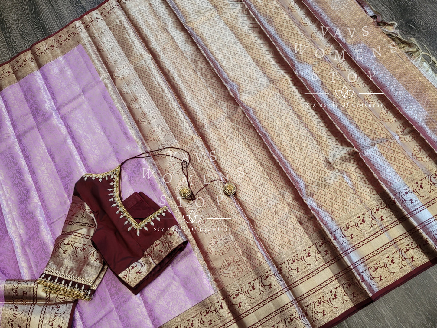 Pure Kanchi Pattu Silk Saree with Maggam Blouse