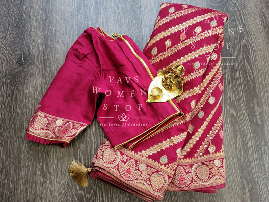 Pure Munga Benarasi Crepe Silk Saree - Blouse