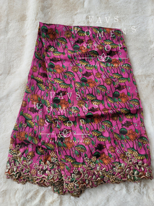 Soft Organza Kalamkari Cutwork Duppata