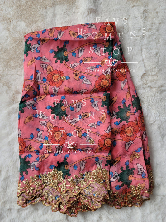 Soft Organza Kalamkari Cutwork Duppata