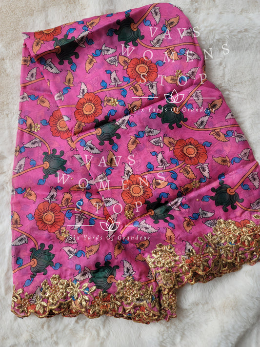 Soft Organza Kalamkari Cutwork Duppata