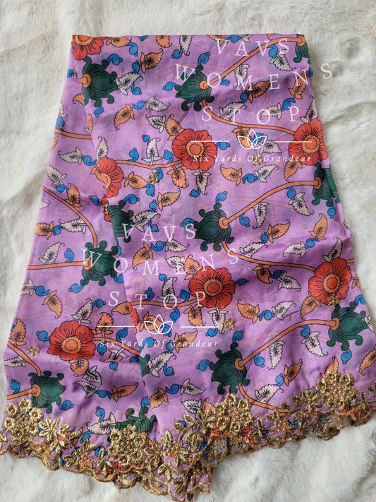 Soft Organza Kalamkari Cutwork Duppata