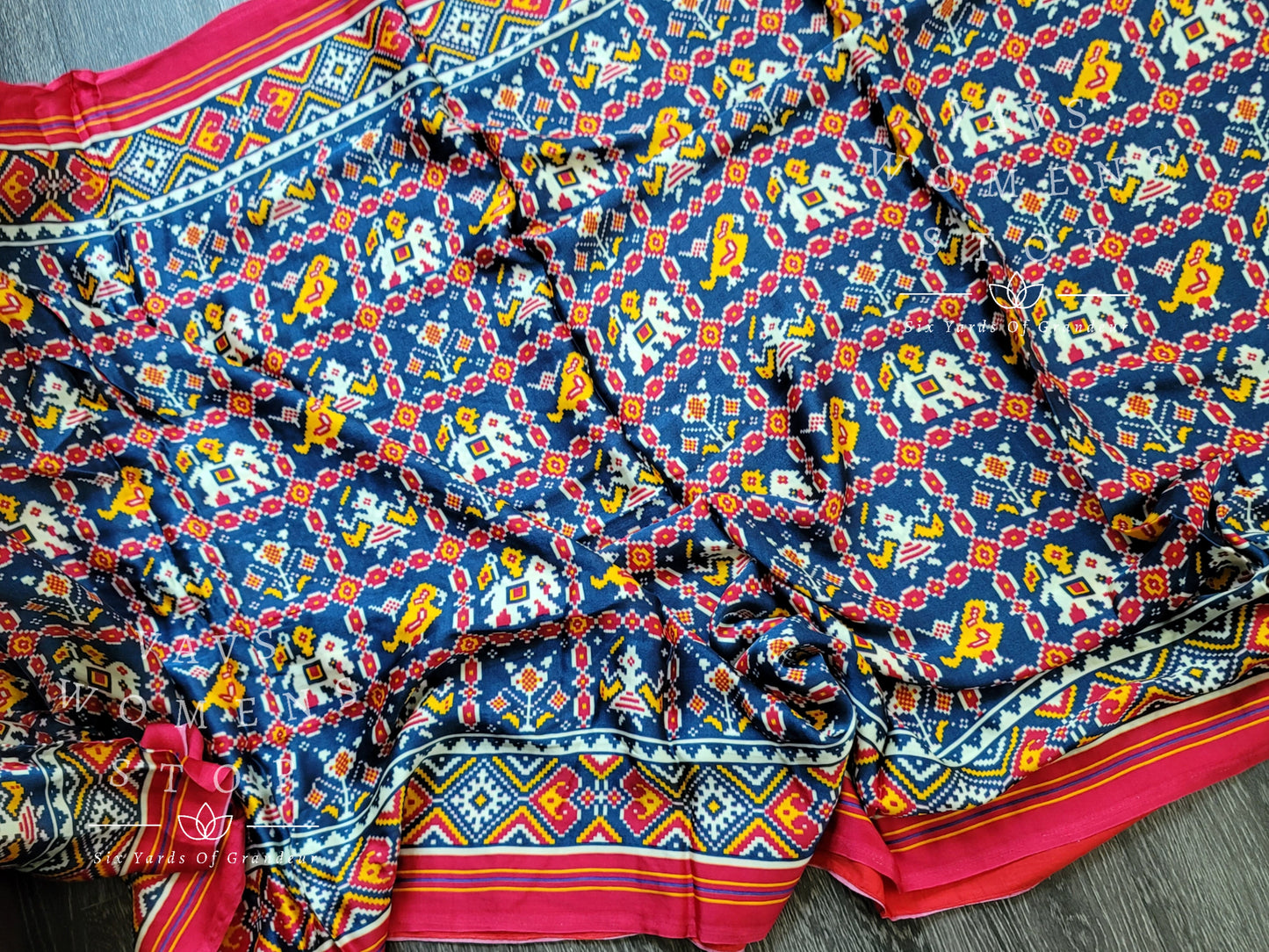 Pure Gaji Silk Patola Prints Saree - Pure Georgette Chikankari Blouse