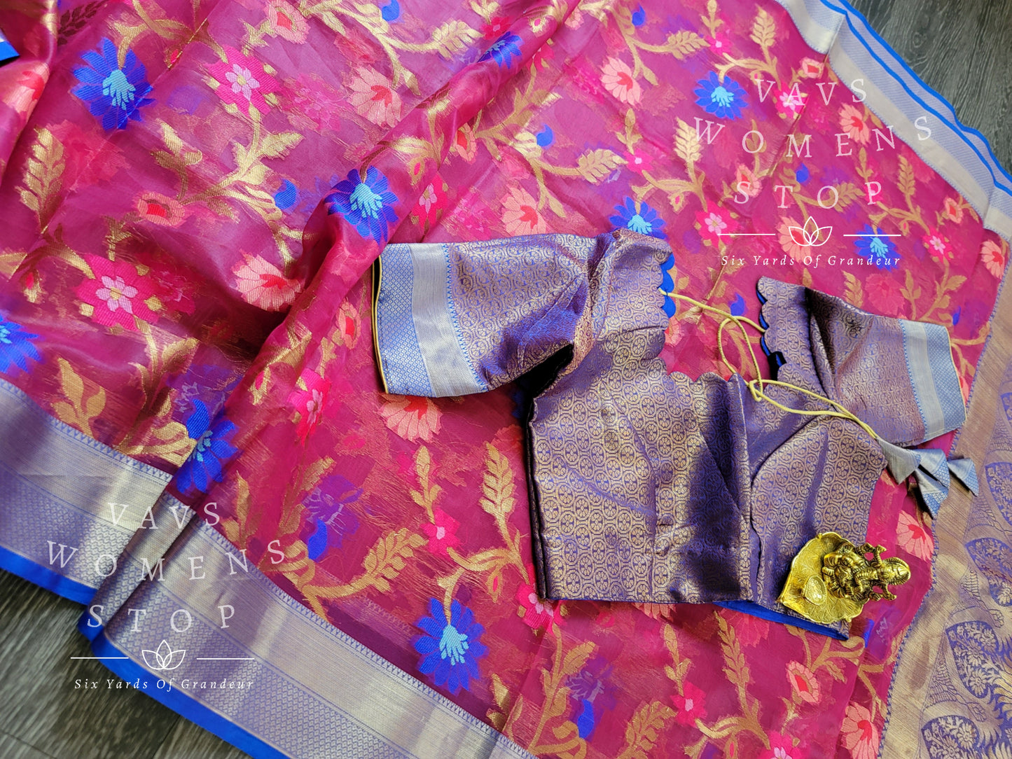 Fancy Kora Warm Organza Tissue Silk Saree - Blouse