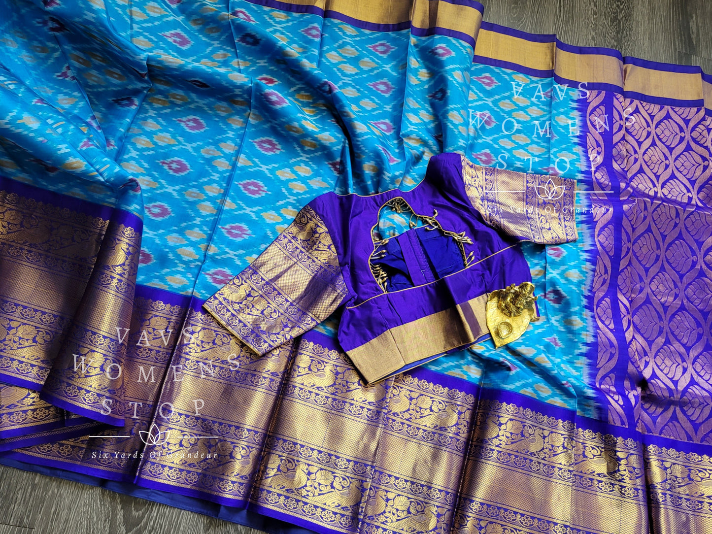 Pure Kuppadam Pattu Silk Cotton Pochampally Design Saree - Blouse