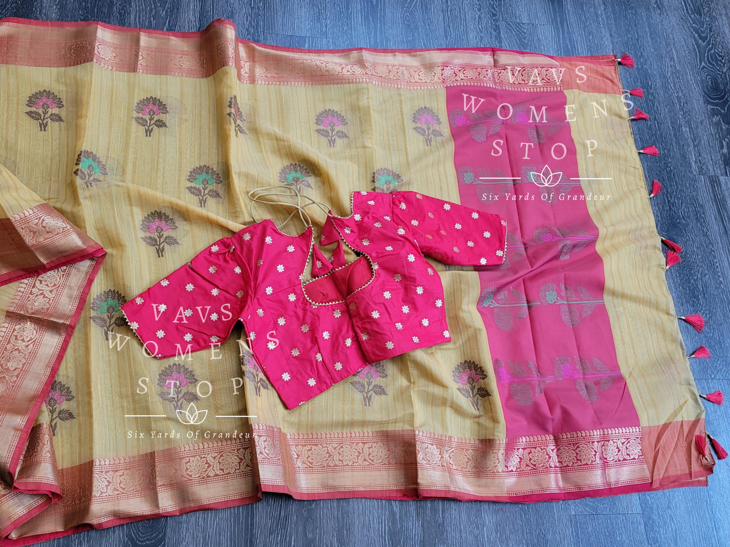 Designer Benarasi Khadi Silk Cotton Saree - Benarasi Blouse