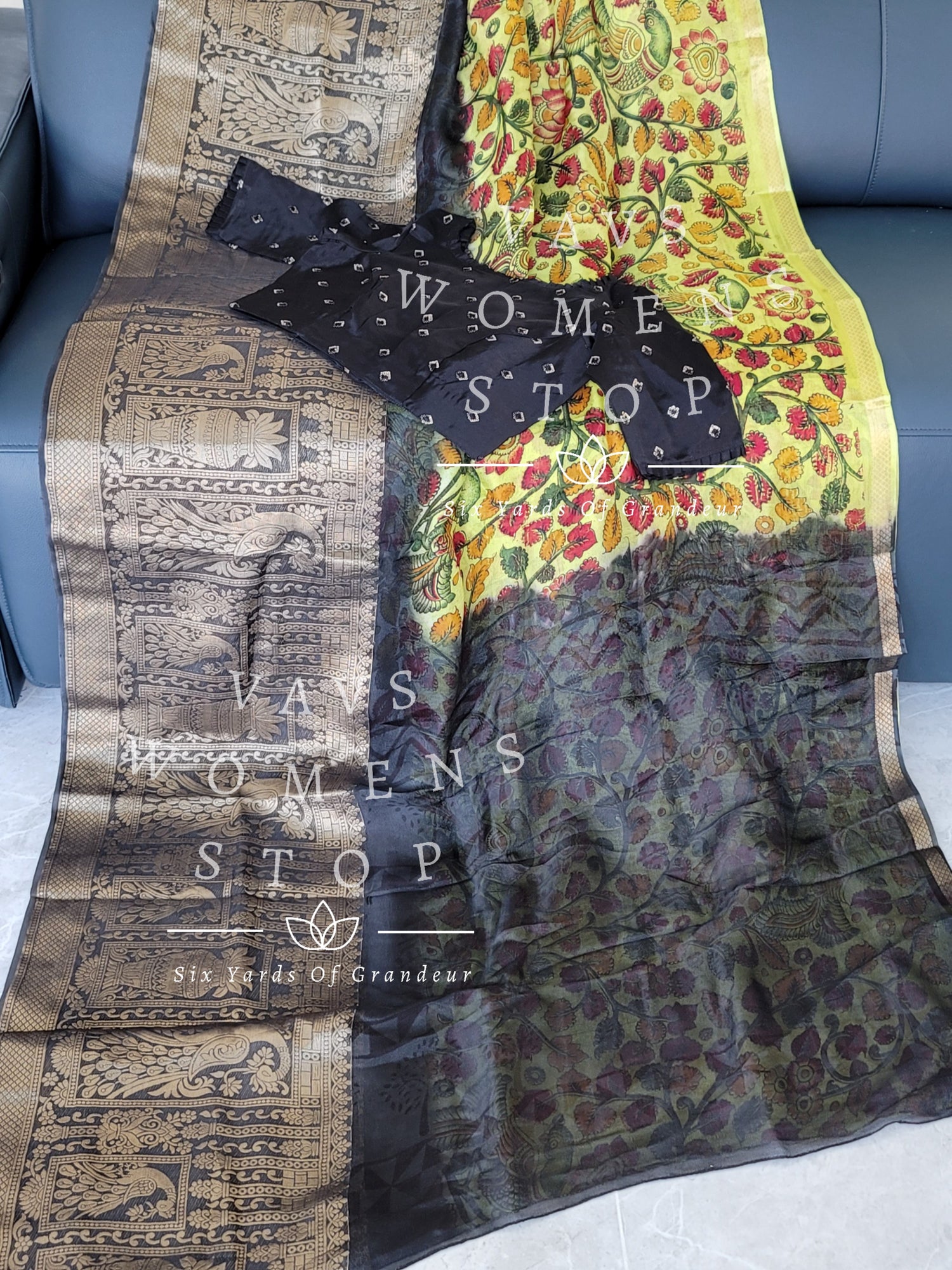 Soft Cotton Kalamkari Printed Sarees with Zari Border. - VASTRANZO