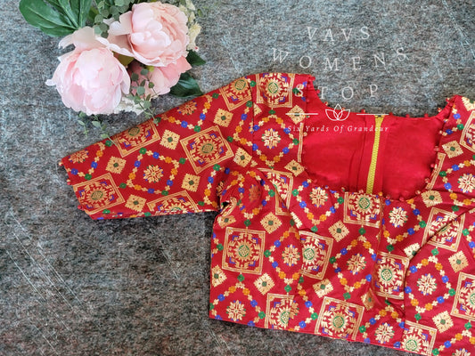 Maroon Red Patola Benarasi Blouse