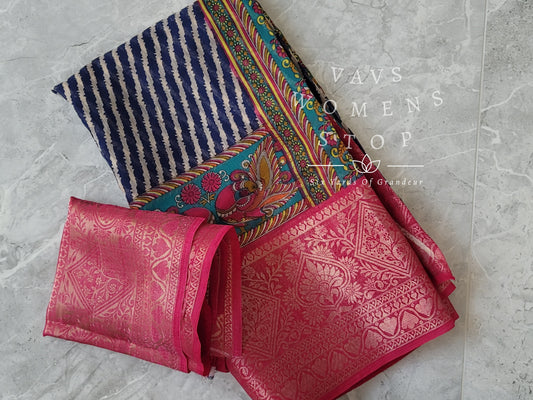 Leheriya Prints Linen Cotton Saree 