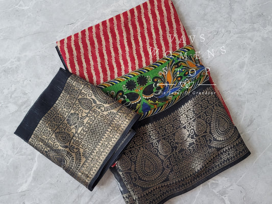 Leheriya Prints Linen Cotton Saree 