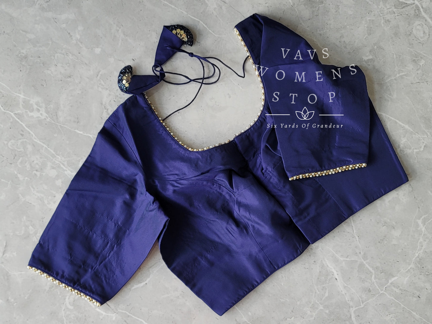 Navyblue Plain Silk Blouse