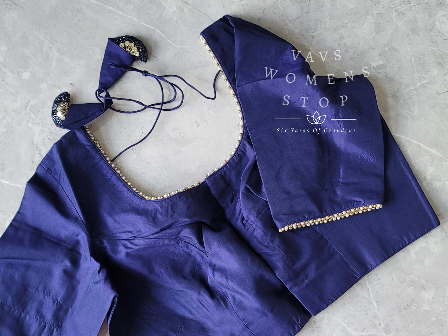 Navyblue Plain Silk Blouse