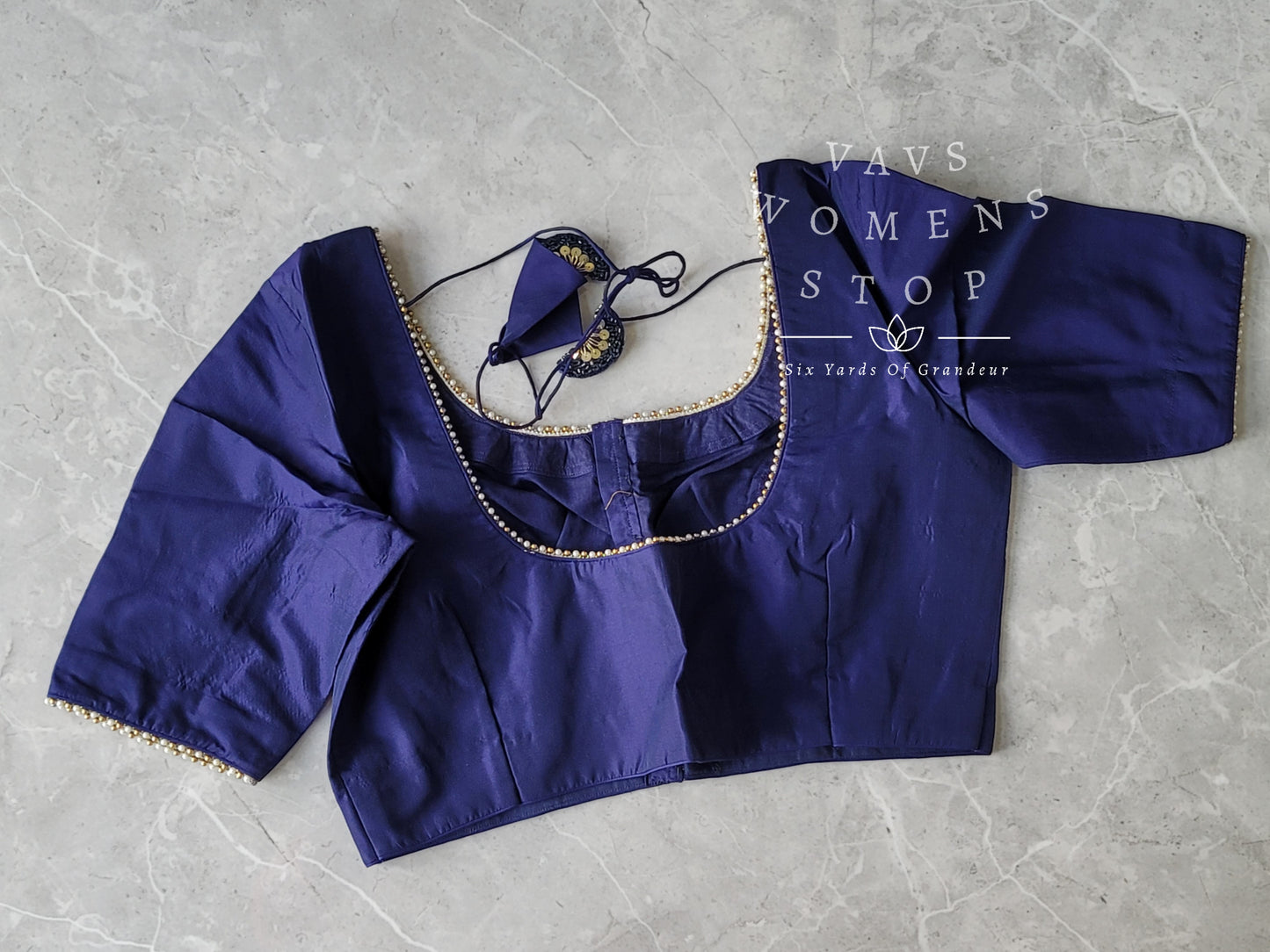 Navyblue Plain Silk Blouse