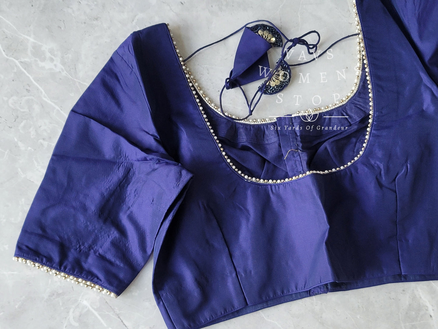 Navyblue Plain Silk Blouse