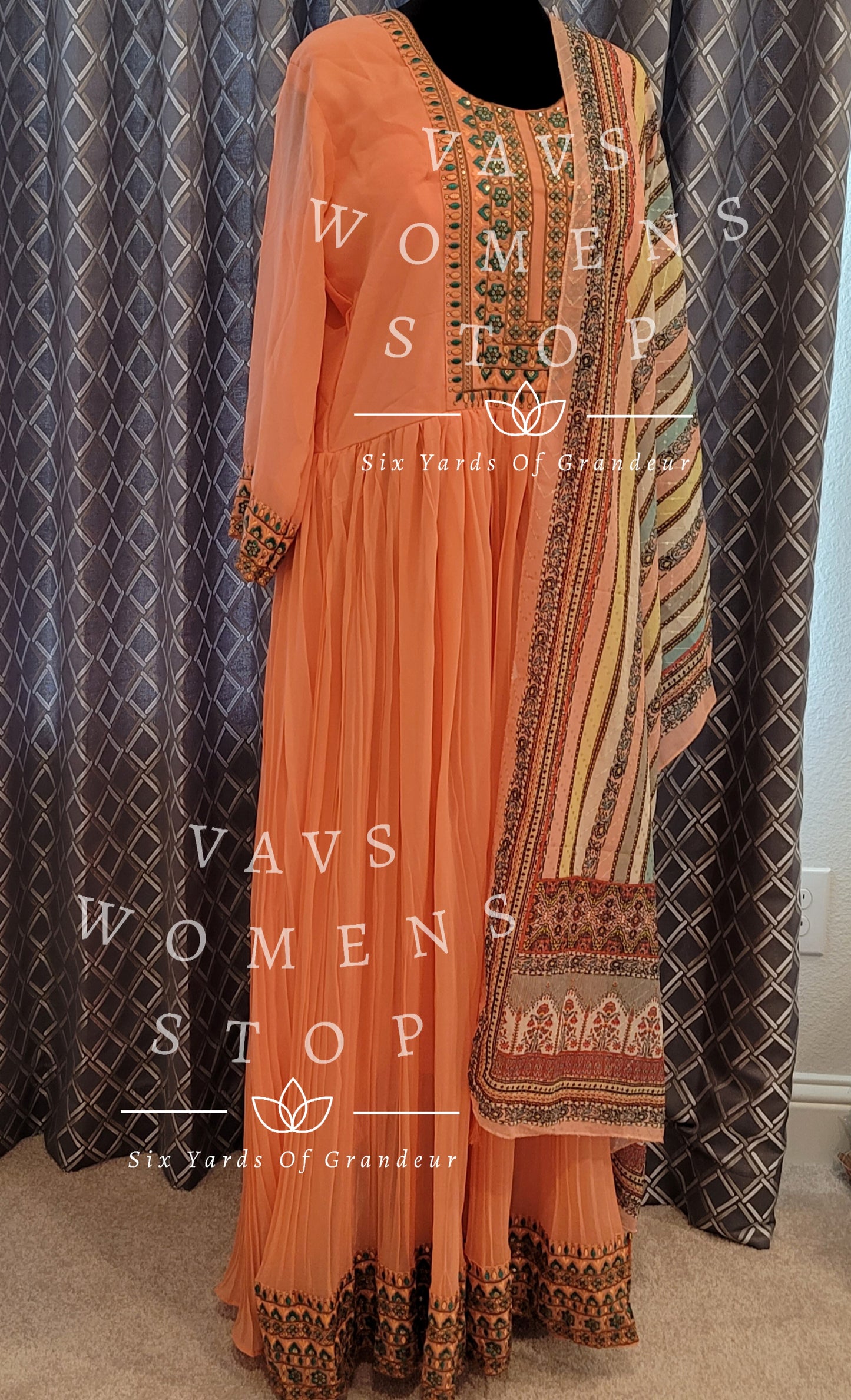 Readymade Georgette Long Gown with Duppata