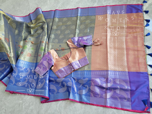 Soft Warm Tissue Silk Saree - Blouse