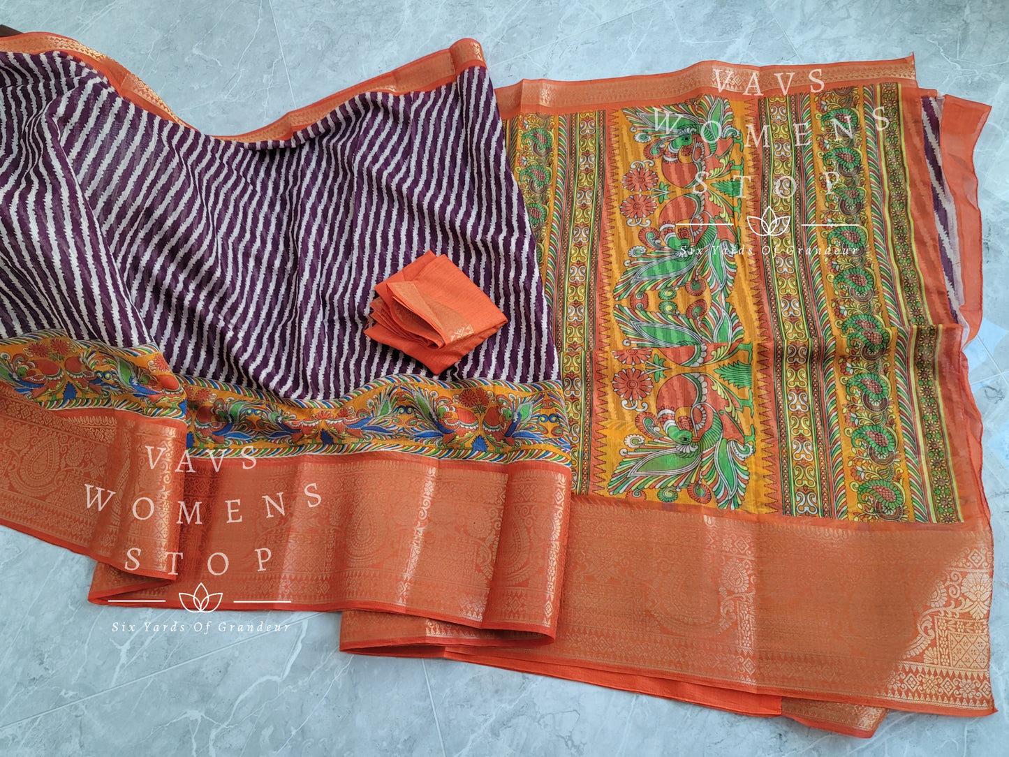 Leheriya Prints Linen Cotton Saree