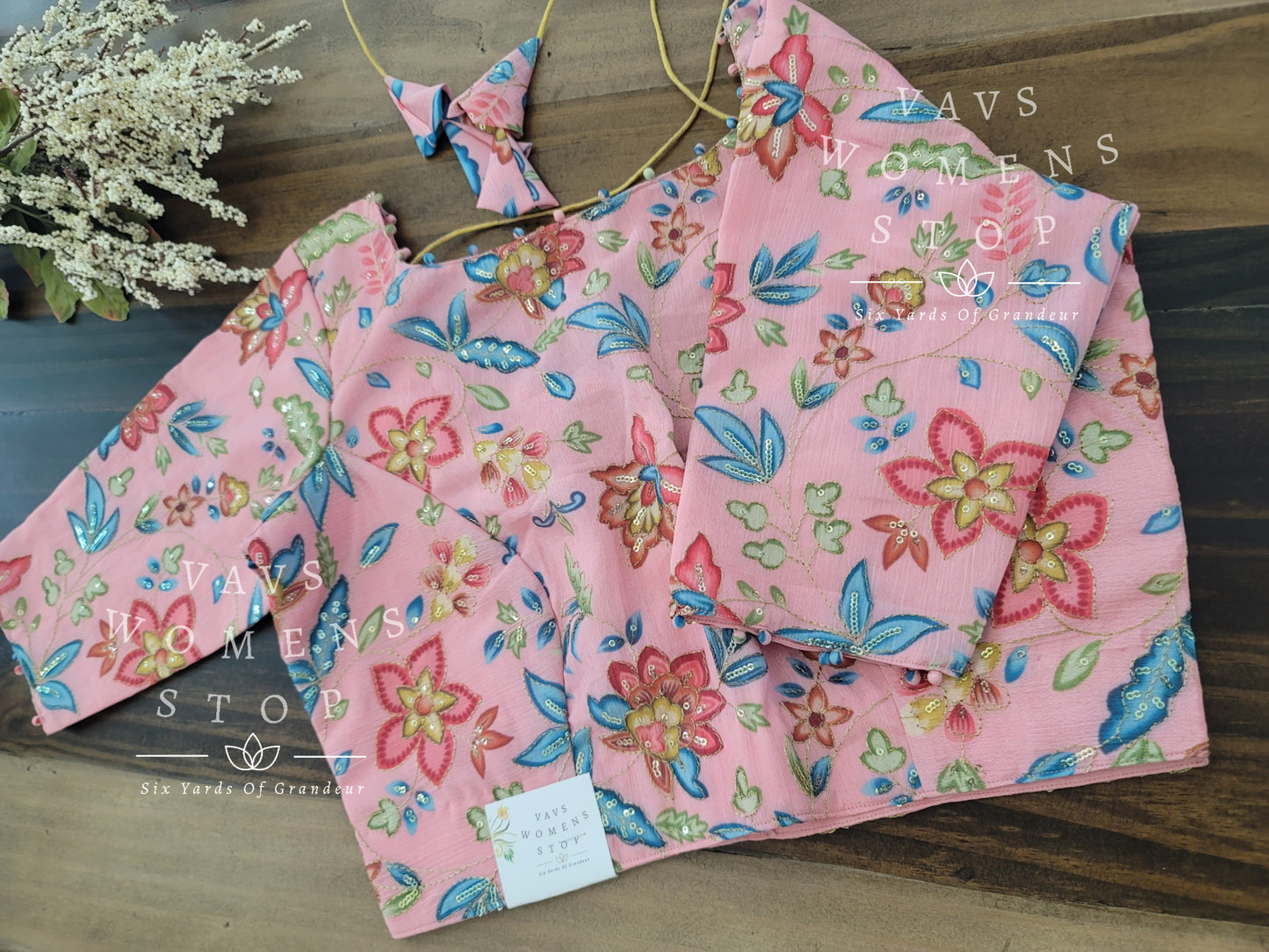 Chinon chiffon embroidery blouse