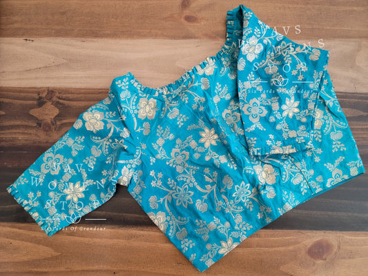 Turquiose Blue Benarasi Blouse