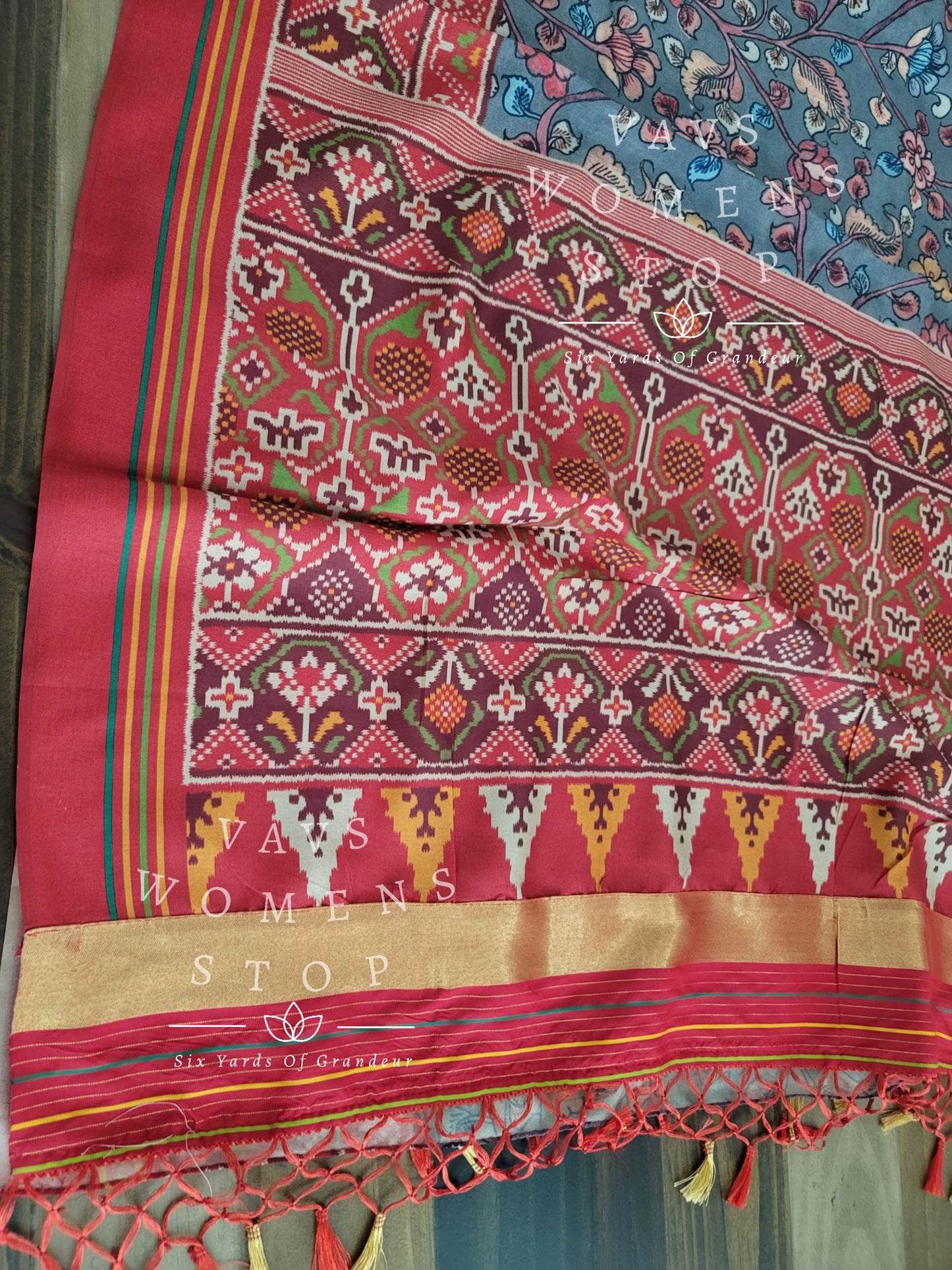Blended Viscose Spun Silk Kalamkari Digital Print Saree - Blouse