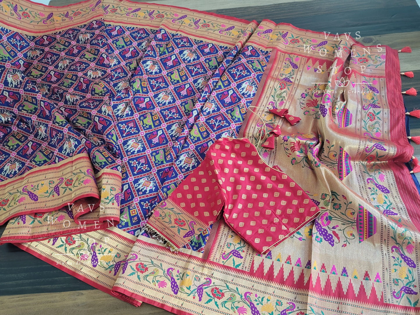 Fusion Of Patola & Paithani Benarasi Soft Silk saree - Blouse