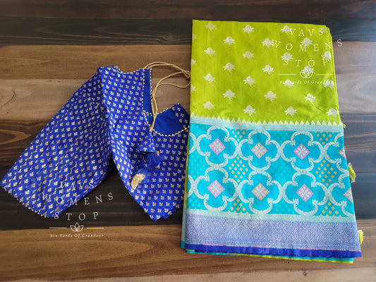 Jute Dupion Silk Bhandini Saree - Benarasi Blouse