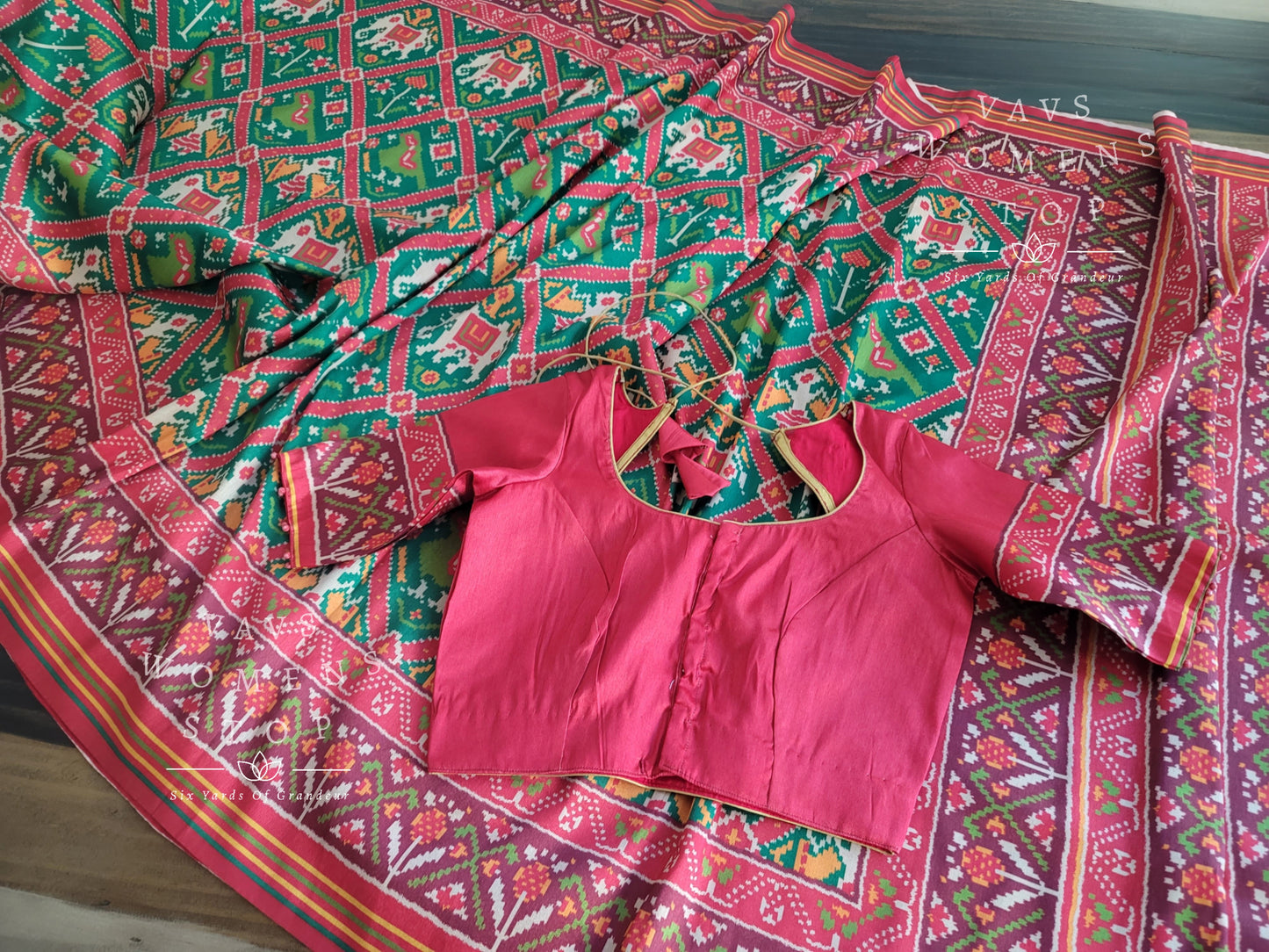 Blended Viscose Spun Silk Kalamkari Digital Print Saree - Blouse