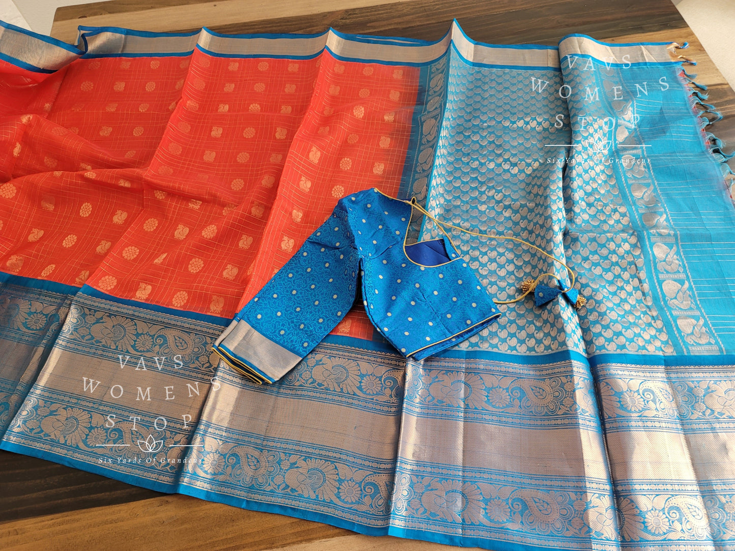 Pure Kuppadam Pattu Silk Cotton Saree - Blouse