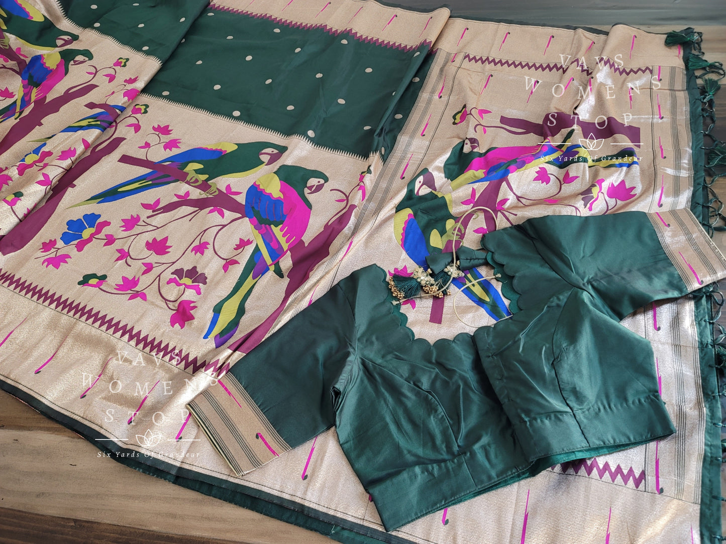 Designer Benarasi Paithani Soft Silk Saree - Blouse