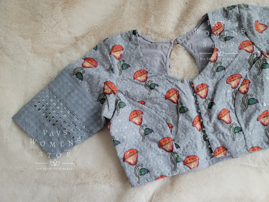Floral Cotton Chikankari Blouse