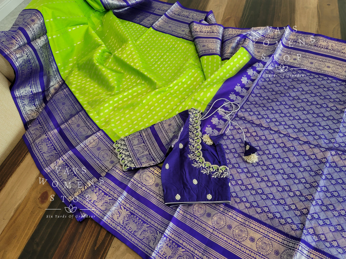 Pure Venkatagiri Pattu Kuttu Border Silk Saree - Maggam Blouse