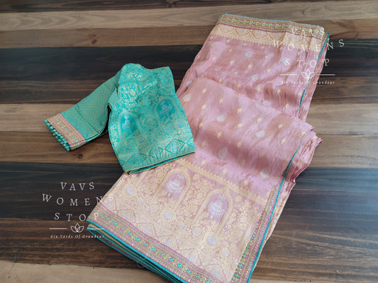 Designer Munga Crepe Soft Silk Saree - Blouse